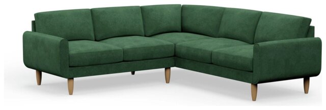 Hutch Plus Velvet Round Arm 5 Seater Corner Sofa- Sage Green - image 1