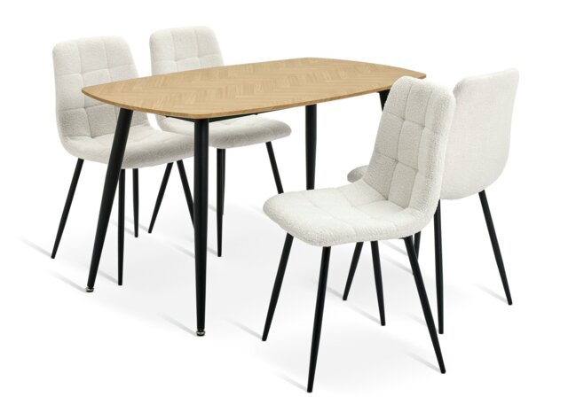 Argos Home Cobin Oak Dining Table & 4 White Chairs - image 1