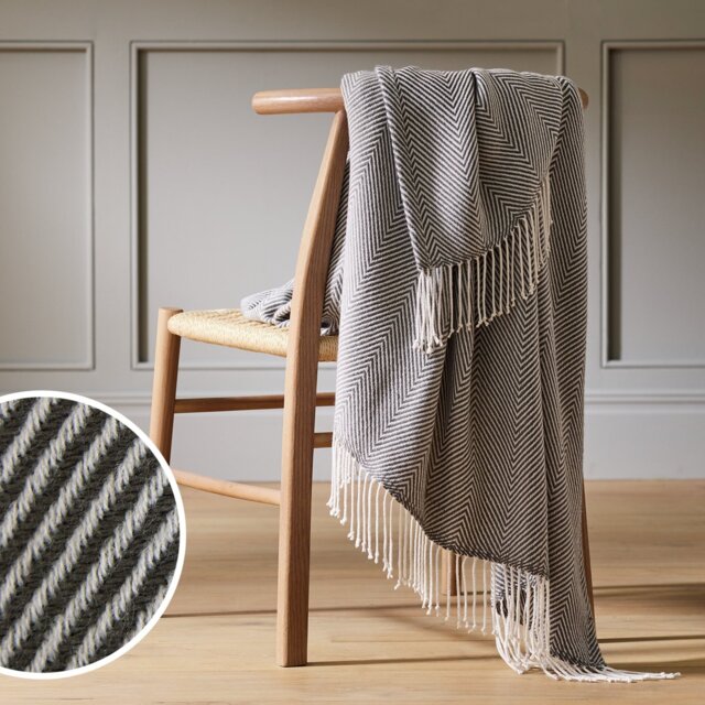 Habitat Herringbone Throw - Charcoal - 125x150cm - image 1