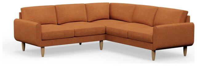 Hutch Plus Fabric Round Arm 5 Seater Corner Sofa - Rust - image 1