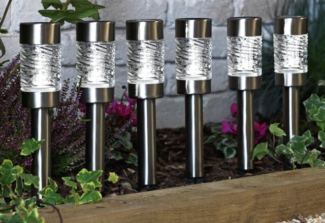 Garden by Sainsbury's Stainless Steel Solar Stake Lights - image 1