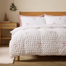 Argos Home Embroidered Bows White Bedding Set - Single