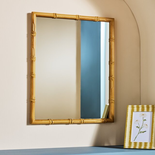 Habitat Bamboo Effect Wooden Wall Mirror - 53x43cm - image 1