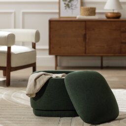 Habitat Polly Fabric Storage Footstool - Green - thumbnail 2