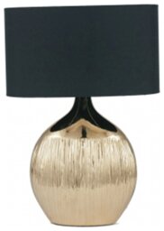 Pacific Gemini Ceramic Gold Etched Table Lamp - Black - thumbnail 2