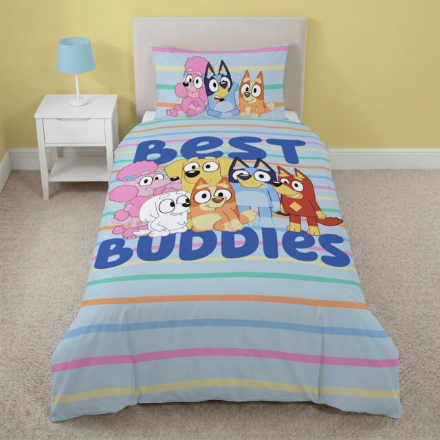 Bluey Kids Cotton Best Buddies Light Blue Bedding Set - Toddler - image 1