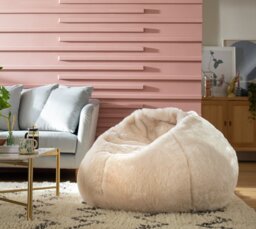 Kaikoo Ayrton Fur Bean Bag - Cream - thumbnail 2
