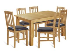 Argos Home Ashwell Ext Oak Dining Table & 6 Brown Chairs