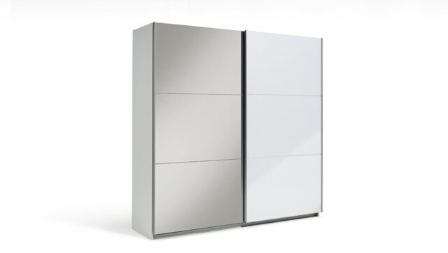 Habitat Holsted Mirror 200cm Sliding Wardrobe - White Gloss - image 1