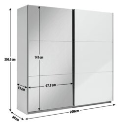 Habitat Holsted Mirror 200cm Sliding Wardrobe - White Gloss - thumbnail 2