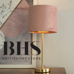 BHS Vera Velvet Steel Table Lamp - Brass & Pink - thumbnail 2