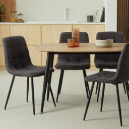 Argos Home Cobin Pair of Boucle Dining Chairs - Charcoal - thumbnail 1