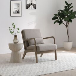 Kyoto Leah Fabric Accent Chair - Oatmeal - thumbnail 1