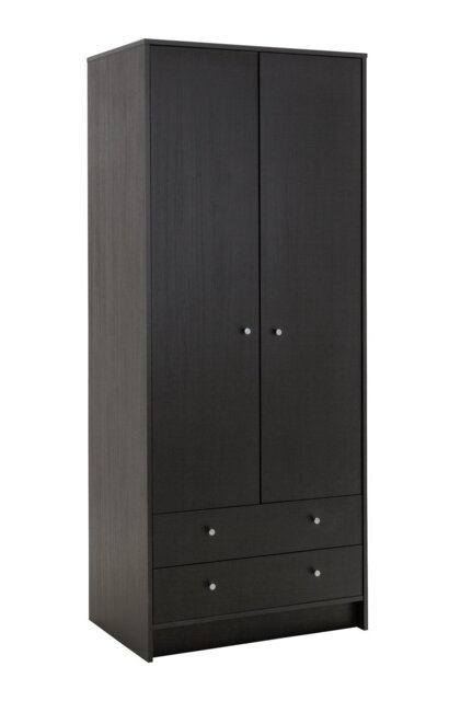 Argos Home Malibu 2 Door 2 Drawer Wardrobe -Black Oak Effect - image 1
