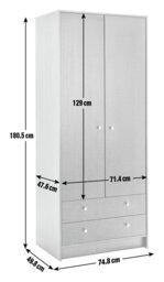 Argos Home Malibu 2 Door 2 Drawer Wardrobe -Black Oak Effect - thumbnail 2