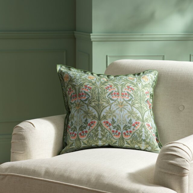 Habitat x Morris & Co. Bluebell Cushion - Green - 50x50cm - image 1