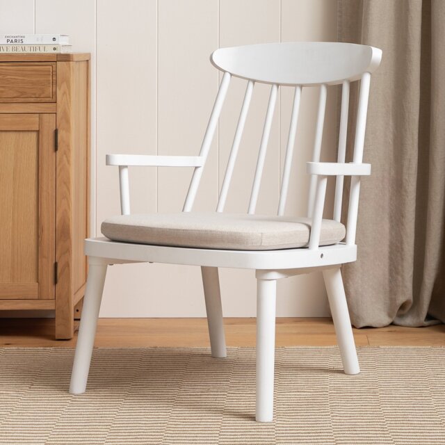Habitat Lenny Solid Wood Spindle Armchair - White - image 1