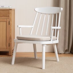Habitat Lenny Solid Wood Spindle Armchair - White - thumbnail 1