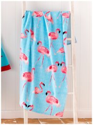 Catherine Lansfield Flamingo Beach Towel - Blue