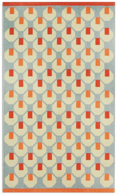 Habitat Octo Geometric Blue Cotton Flatweave Rug - 80x130cm - image 1