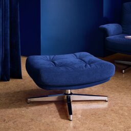 Habitat Dawson Fabric Swivel Footstool - Blue - thumbnail 1