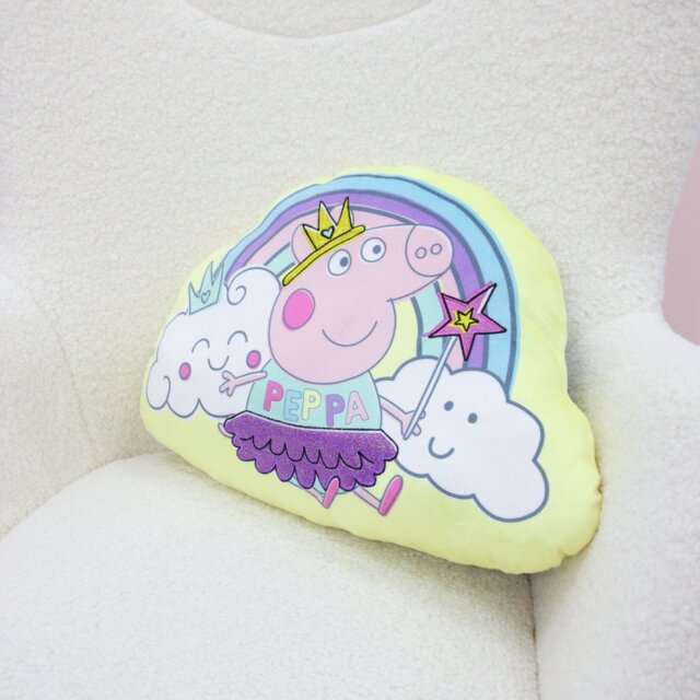 Peppa Pig Rainbow Shaped Kids Cushion - Yellow - 40x30cm - image 1