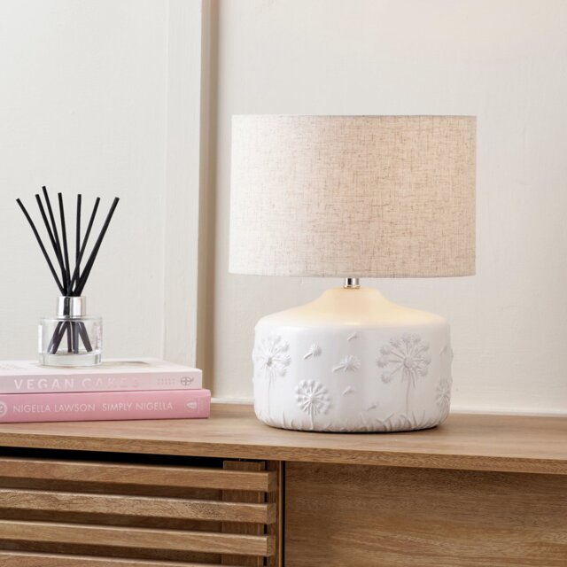 Pacific Flora Ceramic Small Table Lamp - White - image 1