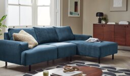 Habitat Julien Velvet Right Hand Corner Chaise Sofa - Navy - thumbnail 2
