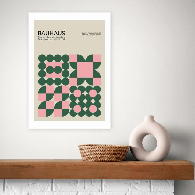 East End Prints Pink Bauhaus Art Print - A3 - image 1