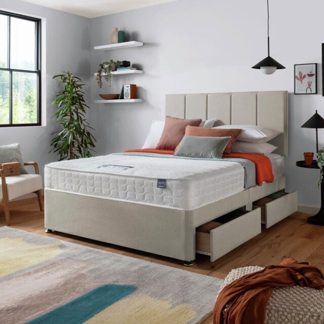 Silentnight Hatfield Small Double 4 Drawer Divan Bed - Sand - image 1