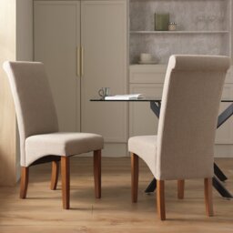 Argos Home Midback Pair of fabric Dining Chair - Walnut - thumbnail 1