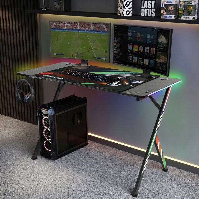 X Rocker Arteon RGB Esports Gaming Desk with App Controlled LED - Black - image 1