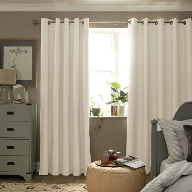 Habitat Plain Blackout Eyelet Curtains - Natural