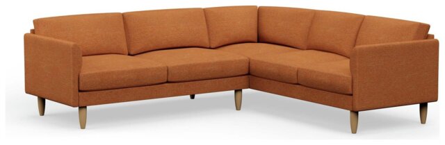 Hutch Fabric Curve Arm 6 Seater Corner Sofa - Rust - image 1