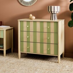 Argos Home Evelyn 3 Drawer Chest - Stripe Olive Green