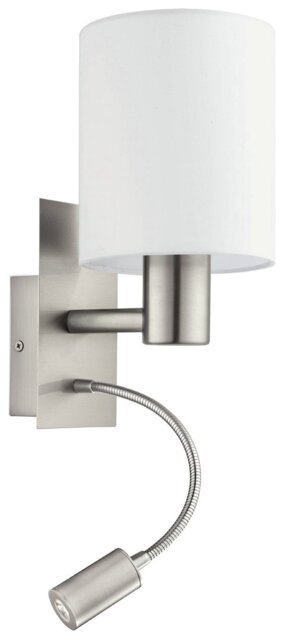 EGLO Pasteri Steel Wall Light with Reading Light - White - image 1