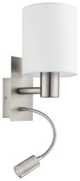 EGLO Pasteri Steel Wall Light with Reading Light - White - thumbnail 1