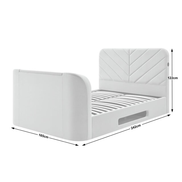 Koble Chevron Kingsize Smart TV Bed - Mink - image 1