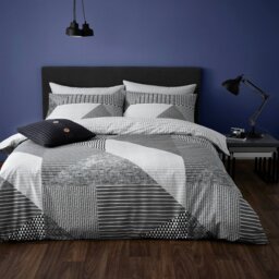 Catherine Lansfield Geo Grey & White Bedding Set - Single - thumbnail 1