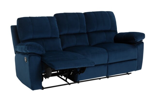 Toby Velvet 3 Seater Recliner Sofa in a Box- Navy - image 1
