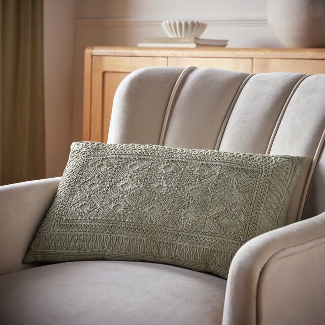 Argos Home Macrame Style Cushion Sage - 50x30cm - image 1