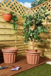 Wham 40cm Round Vista Plastic Planter - Set of 3, Terracotta - thumbnail 2
