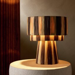 Argos Home Salto Rafia Stripe 3 Tier Table Lamp - Brown - thumbnail 1