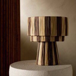 Argos Home Salto Rafia Stripe 3 Tier Table Lamp - Brown - thumbnail 2