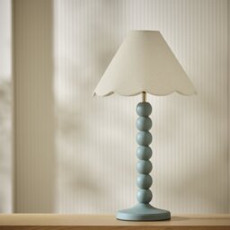 Habitat Bobbin Mango Wood Table Lamp Base Only - Blue - thumbnail 2