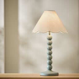 Habitat Bobbin Mango Wood Table Lamp Base Only - Blue
