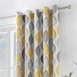 Fusion Lennox Ogee Eyelet Curtains - Yellow - 168x183cm - thumbnail 2