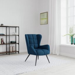 Dorel Dalton Velvet Accent Chair - Blue - thumbnail 1