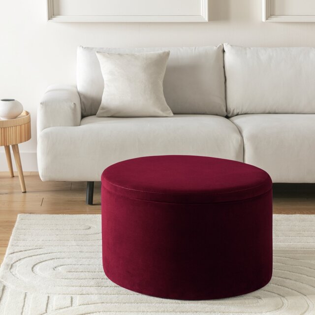 Habitat Large Dex Velvet Storage Footstool - Wine - image 1