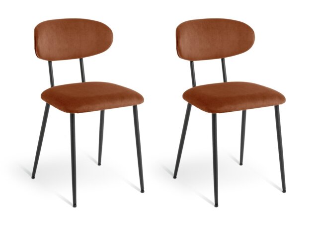 Habitat Ariana Pair of Velvet Dining Chairs - Copper